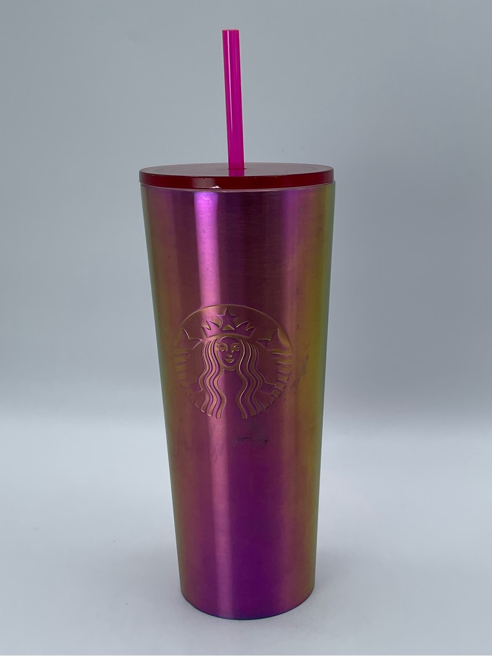Starbucks 24oz Iridescent Pink Gold Cold Cup Tumbler Straw 2022